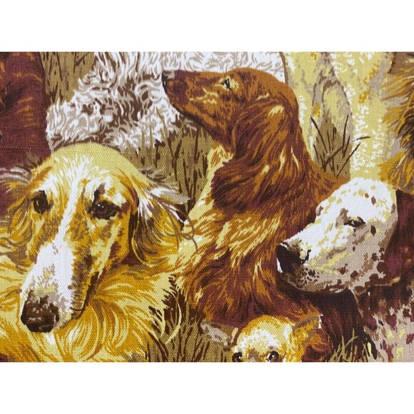 Dogs Home Decor Fabric 36"x 45" Craft Drapery Screen Print Brown Gold Novelty - Picture 7 of 14